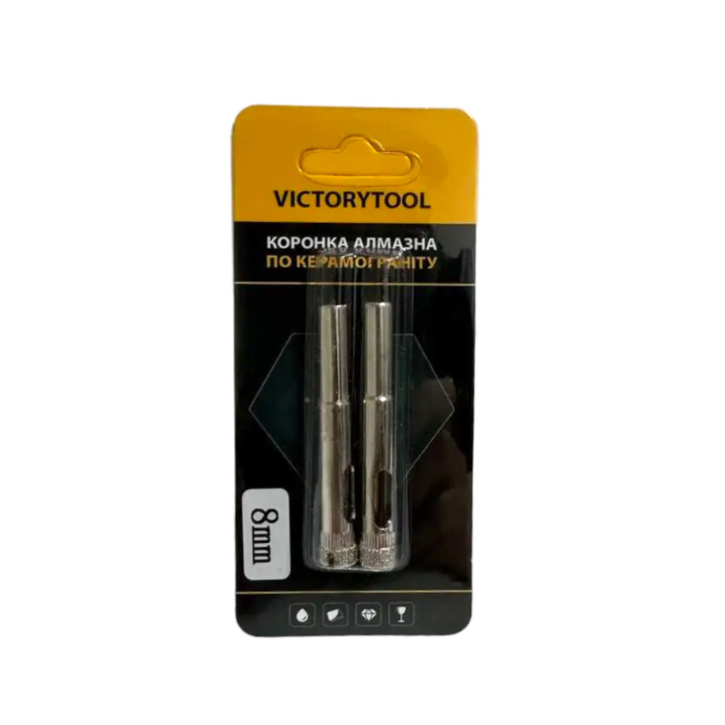 Алмазна коронка VICTORYTOOL 8 мм/2 шт., під дриль (v008-2)
