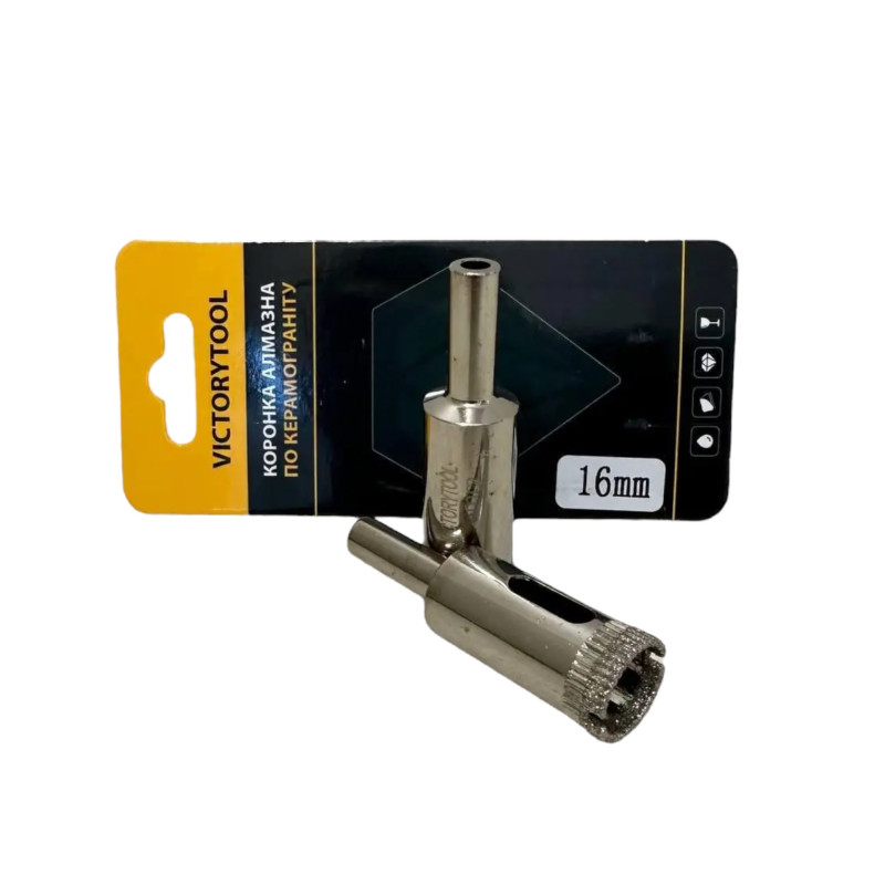 Алмазна коронка VICTORYTOOL 16 мм/2 шт., під дриль (v016-2)