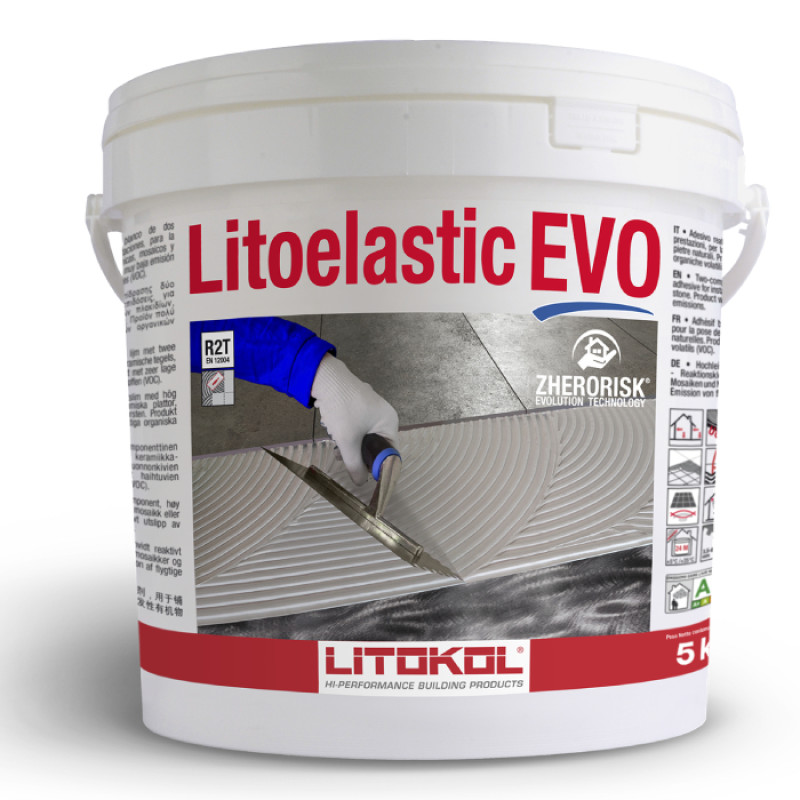 Двокомпонентний реактивний поліуретановий клей LITOELASTIC EVO 5 кг білий (LLEVO0005)